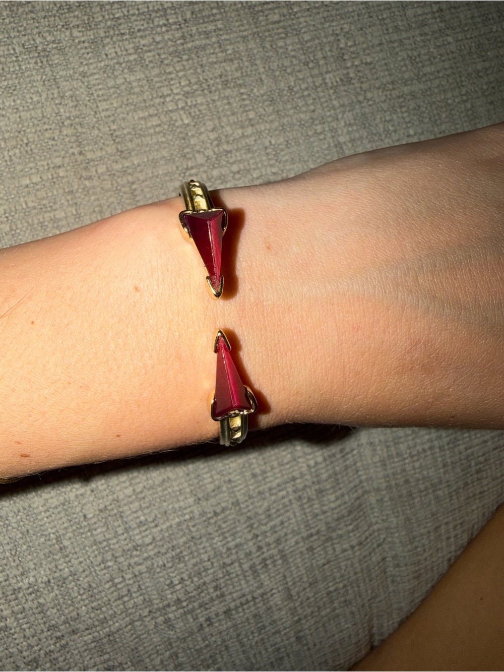 Kendra Scott Gold Cuff Bracelet with Burgundy Arrowhead Accents
